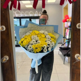 Арт. 0710. Букет-гигант из кустовых хризантем 15шт