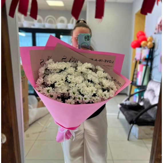 Арт. 0711. Букет-гигант из кустовых хризантем 15шт