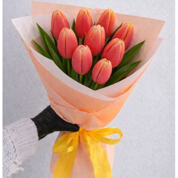 Арт. 0738. Тюльпаны 9шт, оформление