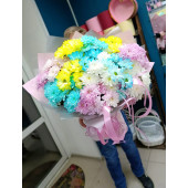 Арт. 0706. Акция! Букеты - гиганты из кустовых хризантем! 15шт с оформлением